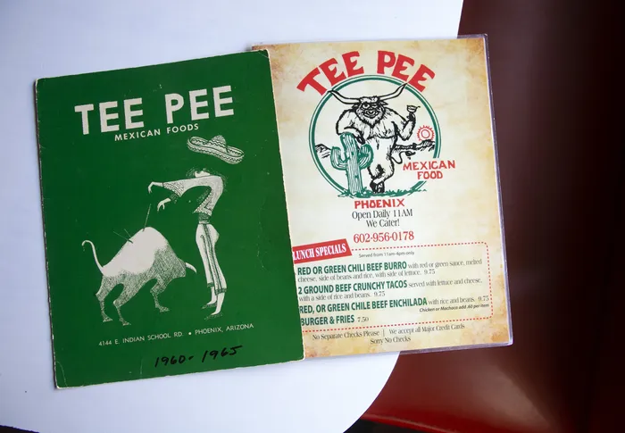 Vintage Tee Pee Mexican Food menus